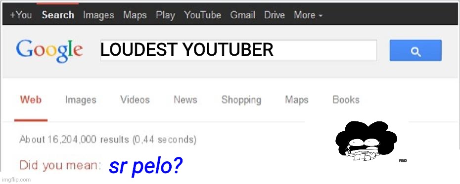 Did you mean: sr pelo? | LOUDEST YOUTUBER; sr pelo? | image tagged in did you mean | made w/ Imgflip meme maker