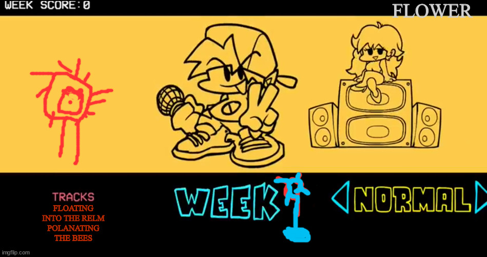fnf rp | FLOWER; FLOATING
INTO THE RELM
POLANATING
THE BEES | image tagged in fnf custom week,roleplaying | made w/ Imgflip meme maker