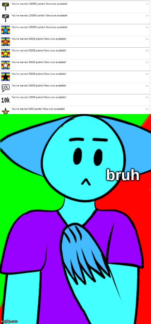 I earn points SLOW | image tagged in bruh | made w/ Imgflip meme maker