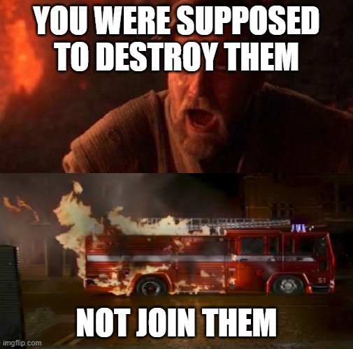 FilmFour logo in a nutshell | YOU WERE SUPPOSED TO DESTROY THEM; NOT JOIN THEM | image tagged in dark humor | made w/ Imgflip meme maker