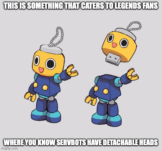 Servbot Flash Drives | THIS IS SOMETHING THAT CATERS TO LEGENDS FANS; WHERE YOU KNOW SERVBOTS HAVE DETACHABLE HEADS | image tagged in megaman,flash drive,megaman legends,memes | made w/ Imgflip meme maker