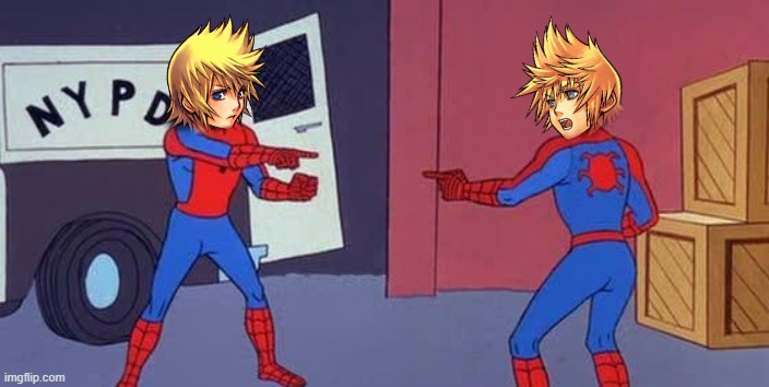 Roxas and Ventus | image tagged in spider man double | made w/ Imgflip meme maker