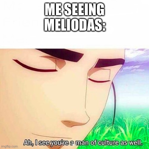 Ah,I see you are a man of culture as well | ME SEEING MELIODAS: | image tagged in ah i see you are a man of culture as well | made w/ Imgflip meme maker