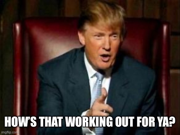 Donald Trump | HOW’S THAT WORKING OUT FOR YA? | image tagged in donald trump | made w/ Imgflip meme maker