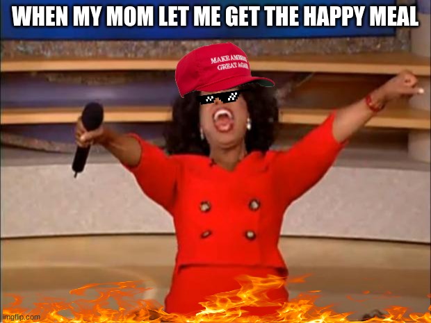 Oprah You Get A | WHEN MY MOM LET ME GET THE HAPPY MEAL | image tagged in memes,oprah you get a | made w/ Imgflip meme maker