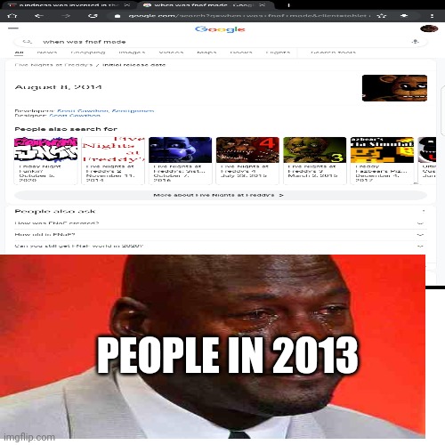 Idk |  PEOPLE IN 2013 | image tagged in idk,google,fnaf | made w/ Imgflip meme maker