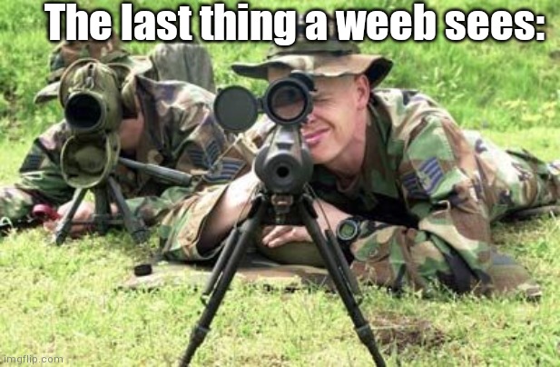 Death to weebs | The last thing a weeb sees: | image tagged in united states air force sniper team | made w/ Imgflip meme maker