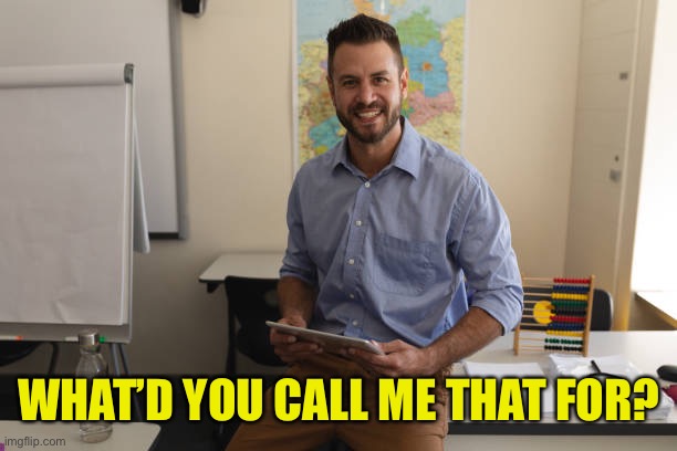 Good Teacher | WHAT’D YOU CALL ME THAT FOR? | image tagged in good teacher | made w/ Imgflip meme maker