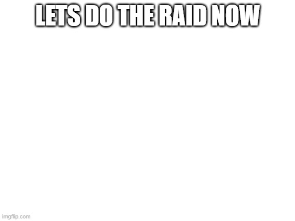 lets do it because yes | LETS DO THE RAID NOW | image tagged in blank white template | made w/ Imgflip meme maker