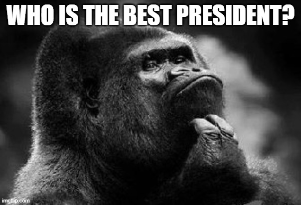 thinking monkey | WHO IS THE BEST PRESIDENT? | image tagged in thinking monkey | made w/ Imgflip meme maker