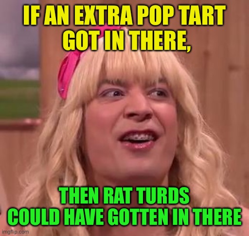EWW | IF AN EXTRA POP TART
 GOT IN THERE, THEN RAT TURDS COULD HAVE GOTTEN IN THERE | image tagged in eww | made w/ Imgflip meme maker