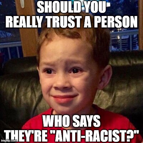 . . . Well? | SHOULD YOU REALLY TRUST A PERSON; WHO SAYS THEY'RE "ANTI-RACIST?" | image tagged in gavin meme | made w/ Imgflip meme maker