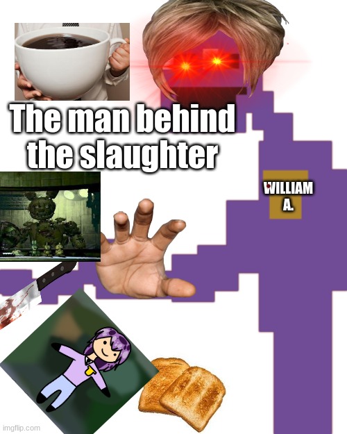 WHY WAS THERE NO GLICHTRAP!? | The man behind the slaughter; WILLIAM A. | image tagged in the man behind the slaughter | made w/ Imgflip meme maker