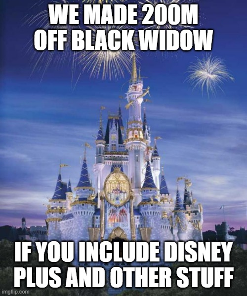 Disney needs to learn math | WE MADE 200M OFF BLACK WIDOW; IF YOU INCLUDE DISNEY PLUS AND OTHER STUFF | image tagged in disney,math | made w/ Imgflip meme maker