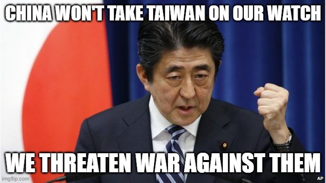 All it takes to destroy China is their invasion of Japan: Typhoons | CHINA WON'T TAKE TAIWAN ON OUR WATCH; WE THREATEN WAR AGAINST THEM | image tagged in japanese | made w/ Imgflip meme maker