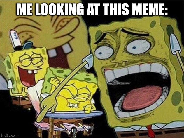 Spongebob laughing Hysterically | ME LOOKING AT THIS MEME: | image tagged in spongebob laughing hysterically | made w/ Imgflip meme maker