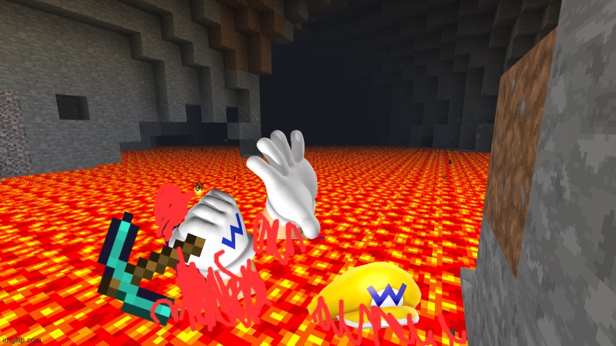 Wario digs Straight Down.mp3 | image tagged in minecraft,wario dies | made w/ Imgflip meme maker