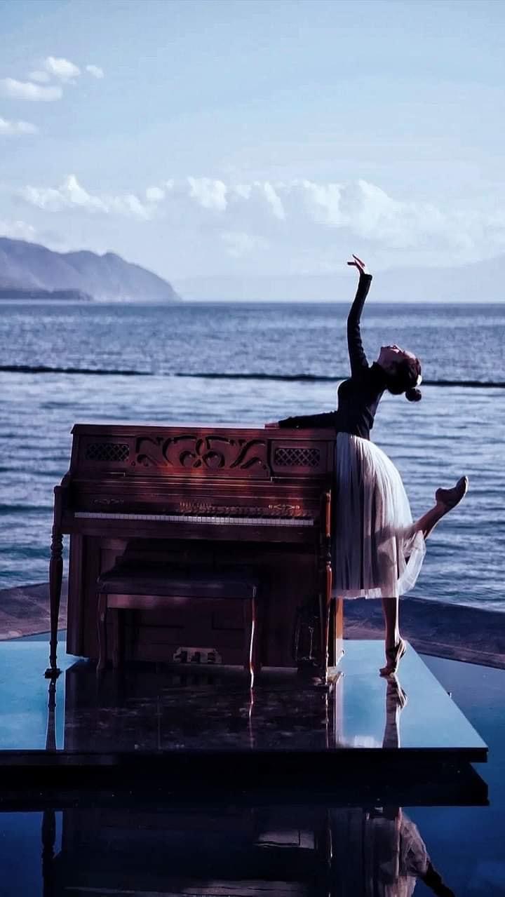 Dancer piano ocean Blank Meme Template
