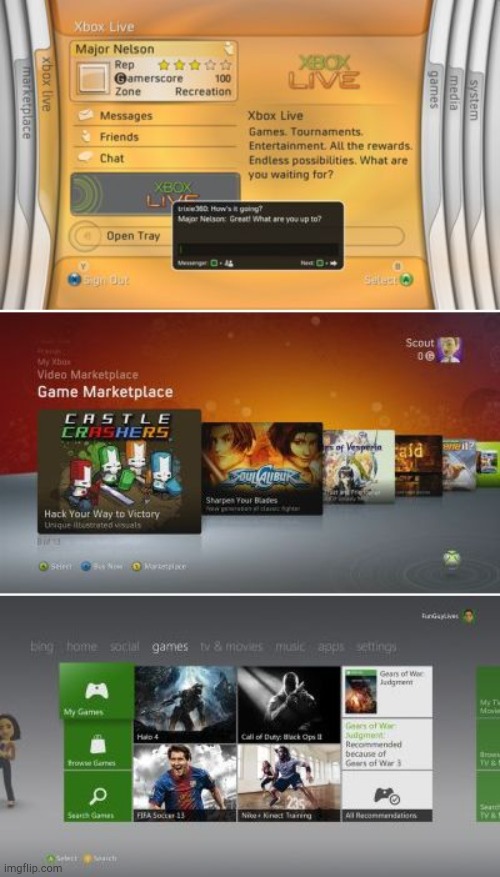Xbox 360 menu evolution! | image tagged in xbox 360 menu evolution | made w/ Imgflip meme maker