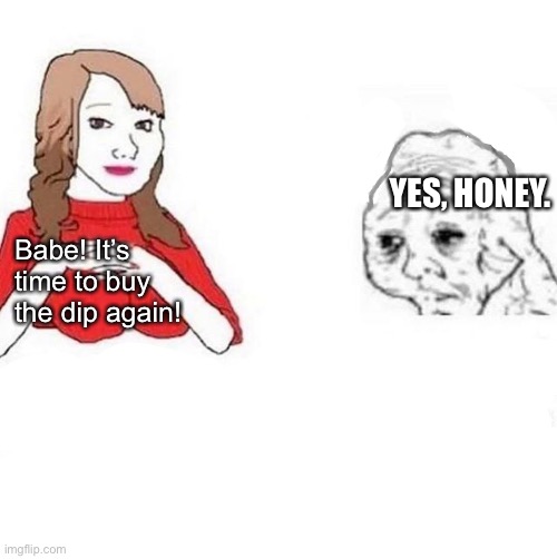 honey it's time to x | YES, HONEY. Babe! It’s time to buy the dip again! | image tagged in honey it's time to x | made w/ Imgflip meme maker
