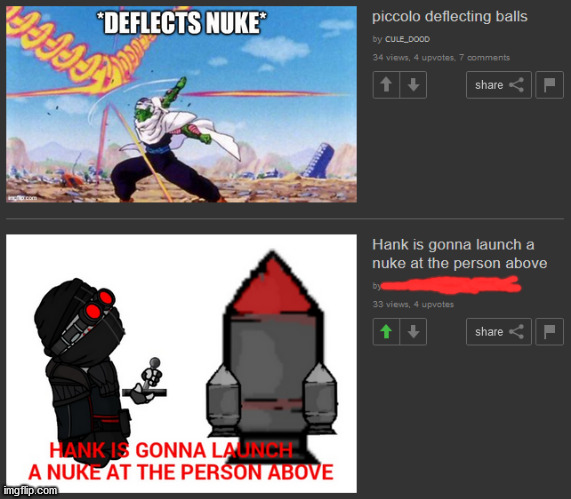 I saw the lower meme in MSMG, and I had to do this. | image tagged in msmg,nuke,launch | made w/ Imgflip meme maker