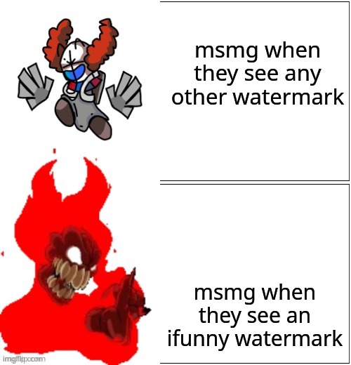msmg when they see any other watermark; msmg when they see an ifunny watermark | made w/ Imgflip meme maker