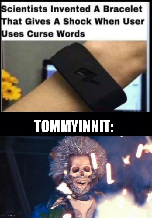 TOMMYINNIT: | image tagged in black background,daniel stern electrocuted | made w/ Imgflip meme maker