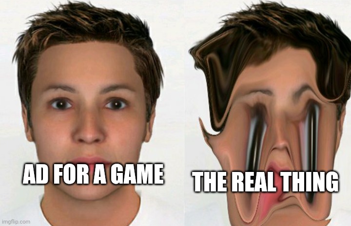 Brush bruh | THE REAL THING; AD FOR A GAME | image tagged in ad vs real | made w/ Imgflip meme maker