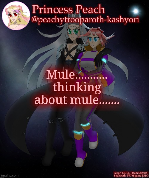 I think I'm turning into Wilbur soot | Mule........... thinking about mule....... | image tagged in sayori and sephiroth | made w/ Imgflip meme maker