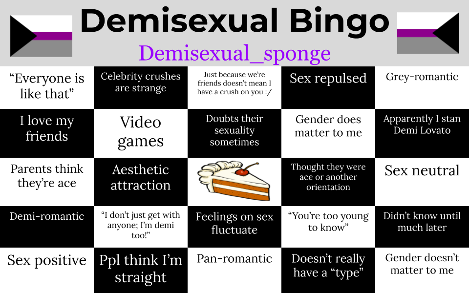 High Quality Demisexual Bingo (Enlarged Text) Blank Meme Template