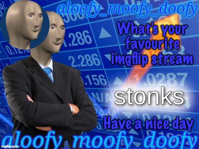 aloofy_moofy_doofy's announcement template (edited a bit) | What's your favourite imgflip stream | image tagged in aloofy_moofy_doofy's announcement template edited a bit | made w/ Imgflip meme maker