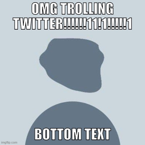 Trolling Twitter | OMG TROLLING TWITTER!!!!!!11!1!!!!!1; BOTTOM TEXT | image tagged in trolling,trollface,twitter default | made w/ Imgflip meme maker