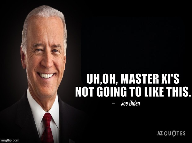 joe biden quote | UH,OH, MASTER XI'S NOT GOING TO LIKE THIS. | image tagged in joe biden quote | made w/ Imgflip meme maker