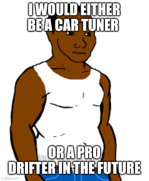 carl johnson | I WOULD EITHER BE A CAR TUNER; OR A PRO DRIFTER IN THE FUTURE | image tagged in carl johnson | made w/ Imgflip meme maker