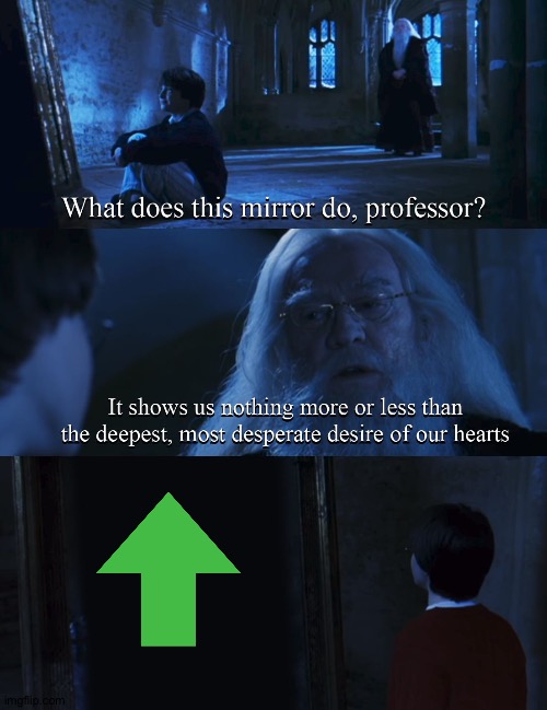 Everyone imgflipers wish | image tagged in harry potter mirror | made w/ Imgflip meme maker
