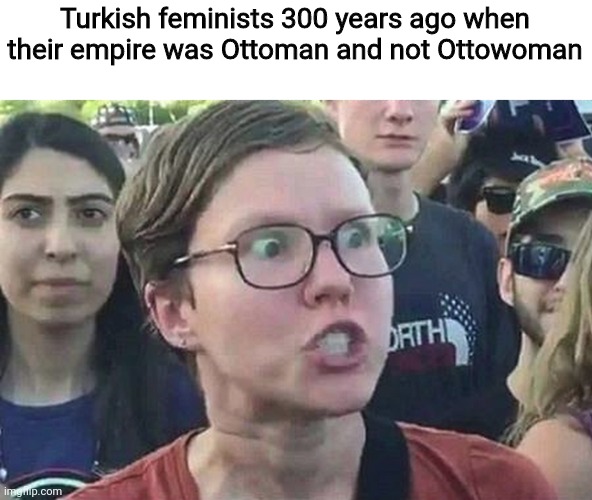 long live the sultan lol |  Turkish feminists 300 years ago when their empire was Ottoman and not Ottowoman | image tagged in triggered liberal,ottoman empire,feminism,memes,ww1,empire | made w/ Imgflip meme maker