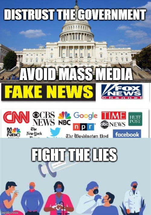 fight the lies | DISTRUST THE GOVERNMENT; AVOID MASS MEDIA; FIGHT THE LIES | made w/ Imgflip meme maker