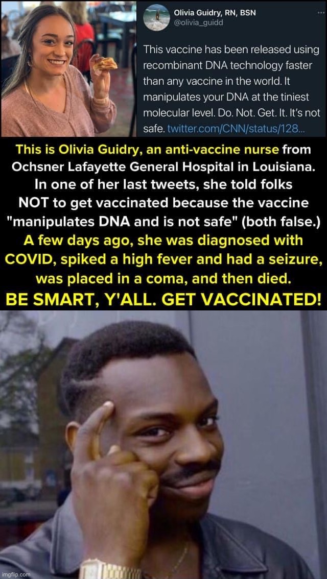 Be smart, y’all! | image tagged in antivax nurse,black guy pointing at head,covid-19,antivax,anti-vaxx,smort | made w/ Imgflip meme maker