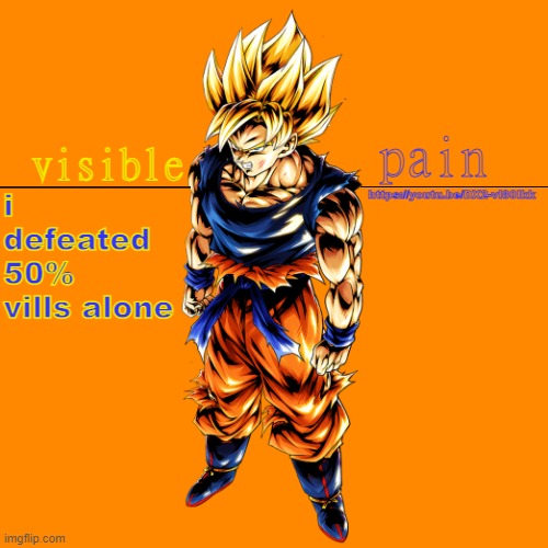 bob | https://youtu.be/DX2-vl80Ikk; i defeated 50% vills alone | image tagged in vpssjgoku template | made w/ Imgflip meme maker