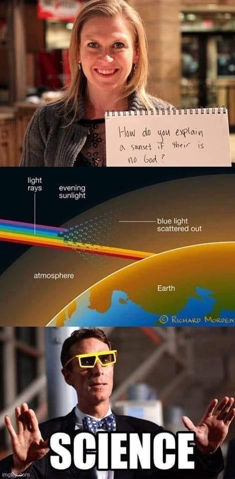 Be like Bill Nye | image tagged in explain sunset,repost,god,science,bill nye the science guy,be like bill | made w/ Imgflip meme maker