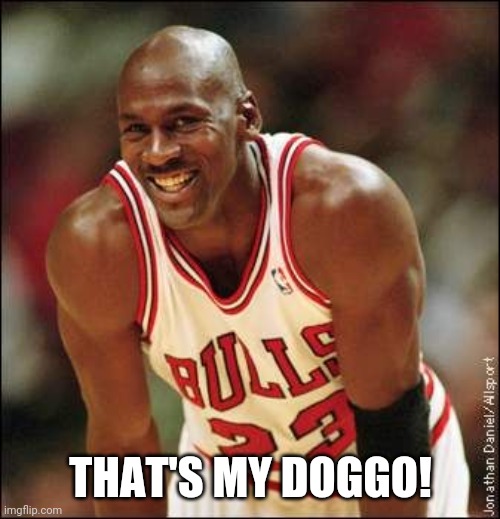 Michael Jordan | THAT'S MY DOGGO! | image tagged in michael jordan | made w/ Imgflip meme maker