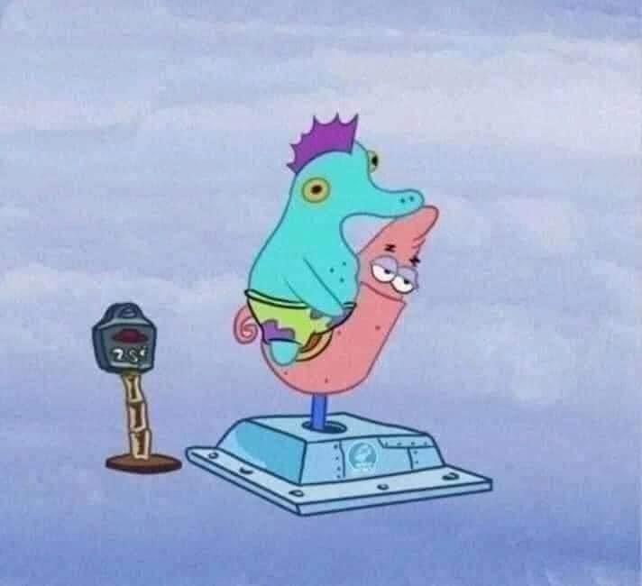 Seahorse riding Patrick Blank Meme Template