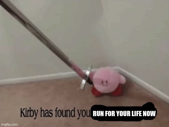 Kirby has found your sin unforgivable | RUN FOR YOUR LIFE NOW | image tagged in kirby has found your sin unforgivable | made w/ Imgflip meme maker