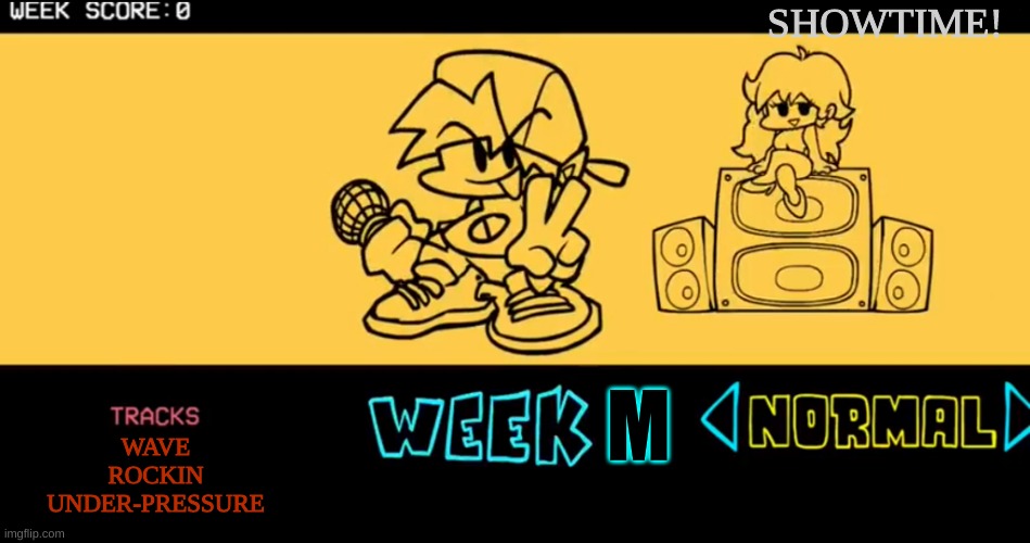 Monty's Custom Week | SHOWTIME! M; WAVE
ROCKIN
UNDER-PRESSURE | image tagged in fnf custom week,fnaf sb,oh wow are you actually reading these tags | made w/ Imgflip meme maker