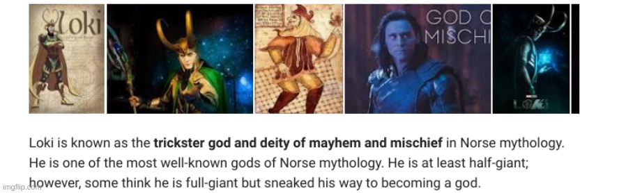 Some Info About Loki The God Of Mischief I Searched Up On Google | made w/ Imgflip meme maker
