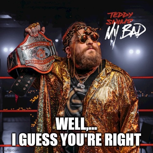 My bad | WELL,...
I GUESS YOU'RE RIGHT | image tagged in my bad | made w/ Imgflip meme maker