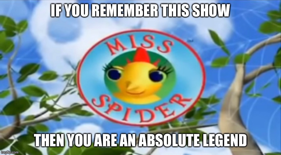 This show was my childhood | IF YOU REMEMBER THIS SHOW; THEN YOU ARE AN ABSOLUTE LEGEND | image tagged in nostalgia,miss spider,memories,old | made w/ Imgflip meme maker