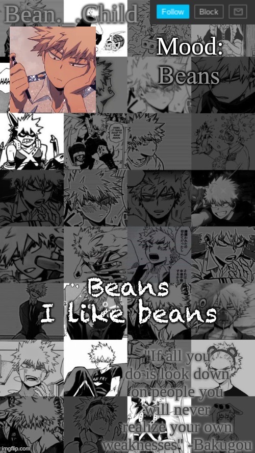 Beans; Beans



I like beans | image tagged in beanchild bakugou temp | made w/ Imgflip meme maker