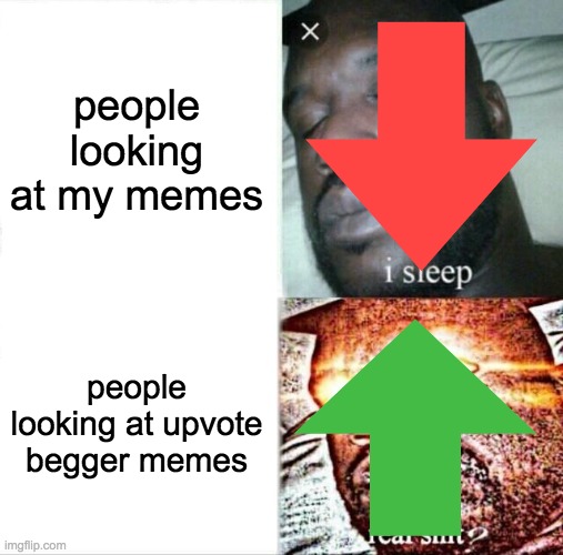 meme | people looking at my memes; people looking at upvote begger memes | image tagged in i sleep real shit | made w/ Imgflip meme maker