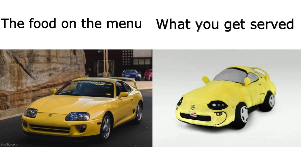 Supra | What you get served; The food on the menu | image tagged in blank white template,supra,is that a supra,memes,funny,not really a gif | made w/ Imgflip meme maker